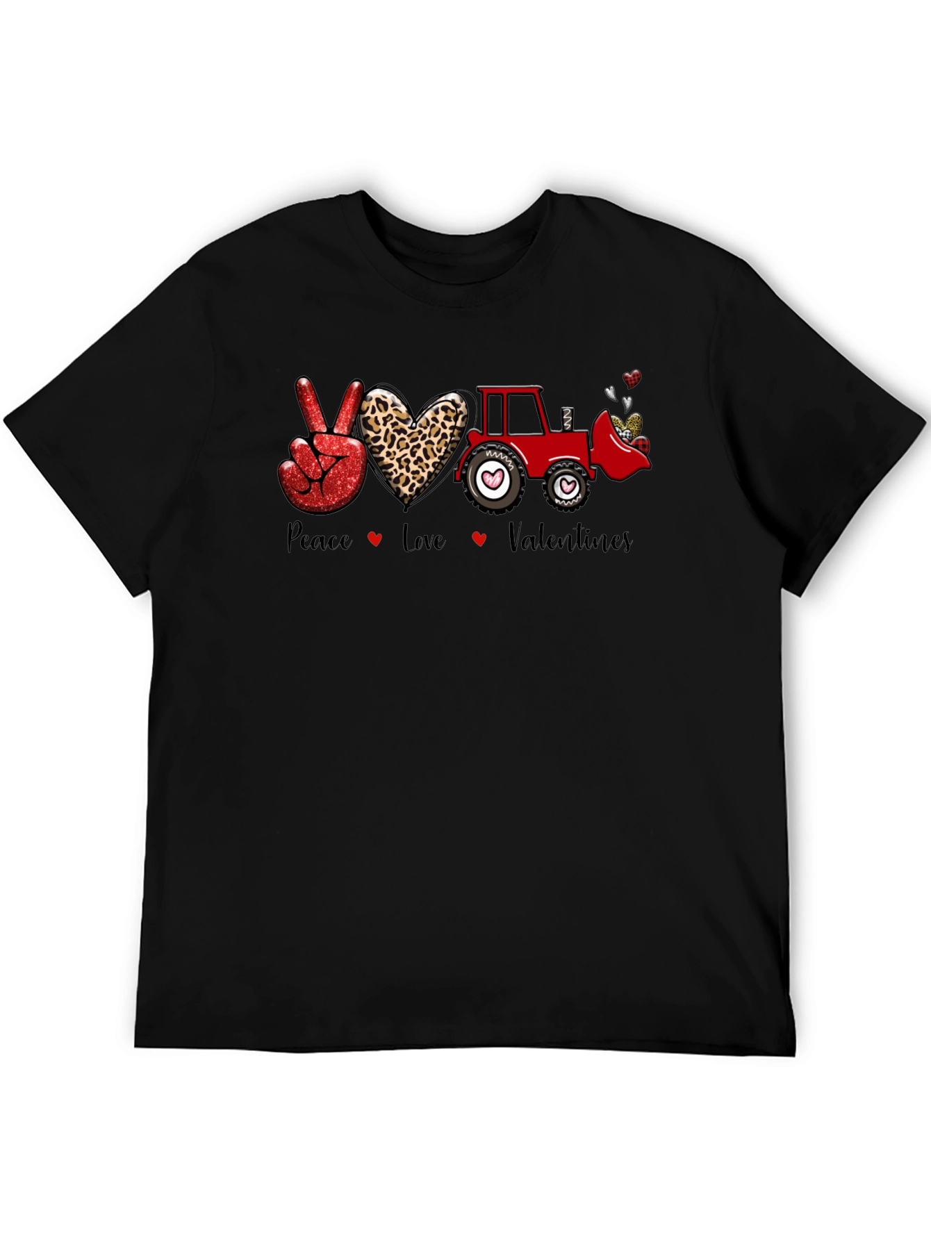 Peace Love Tractor Valentines Day T-Shirt