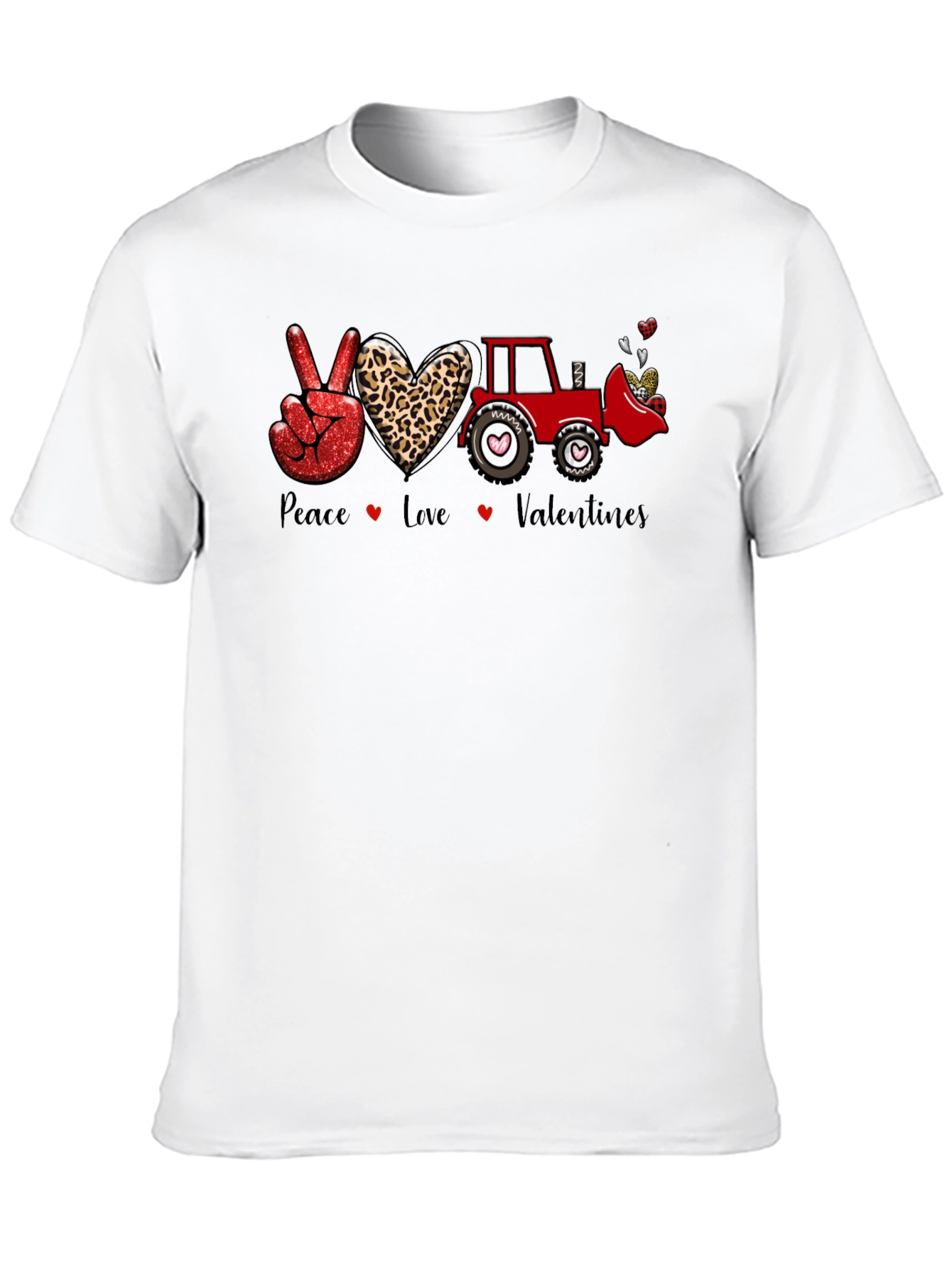 Peace Love Tractor Valentines Day T-Shirt