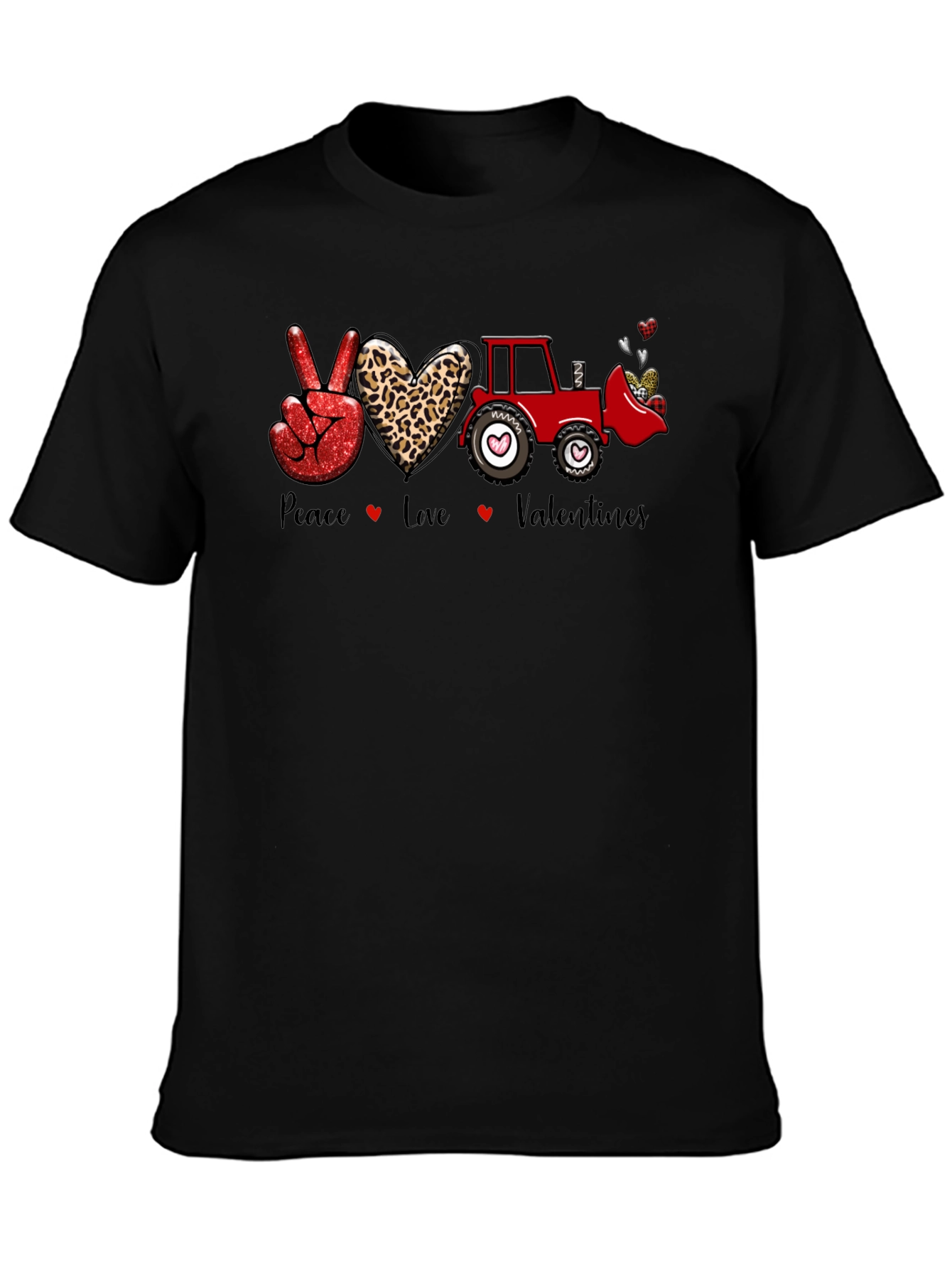 Peace Love Tractor Valentines Day T-Shirt
