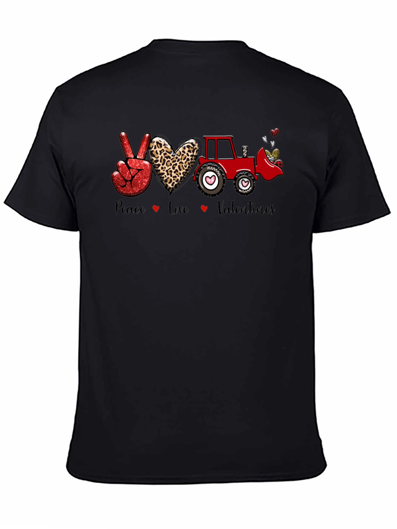 Peace Love Tractor Valentines Day T-Shirt
