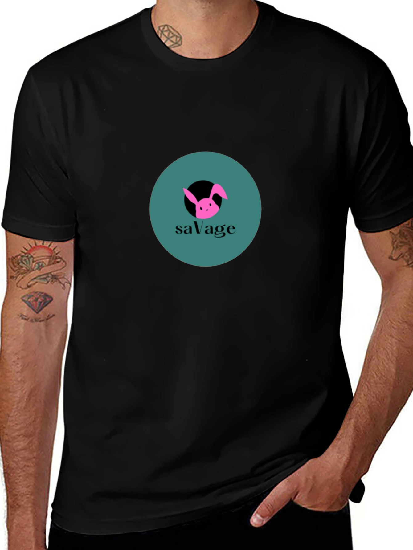 Savage Bunny Graphic Tee - Black