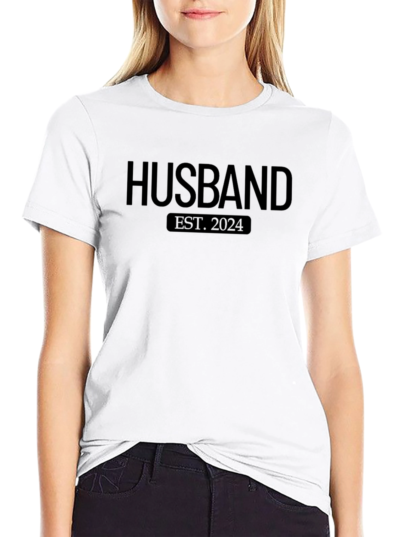 Husband Est. 2024 Black Graphic T-Shirt
