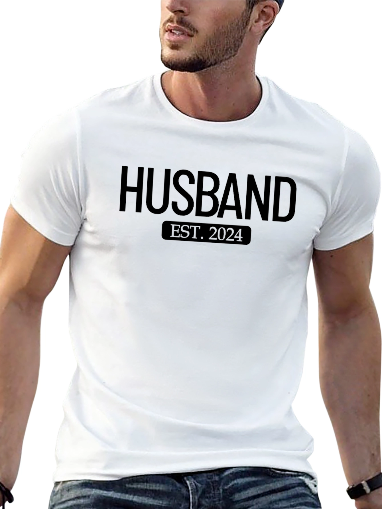 Husband Est. 2024 Black Graphic T-Shirt
