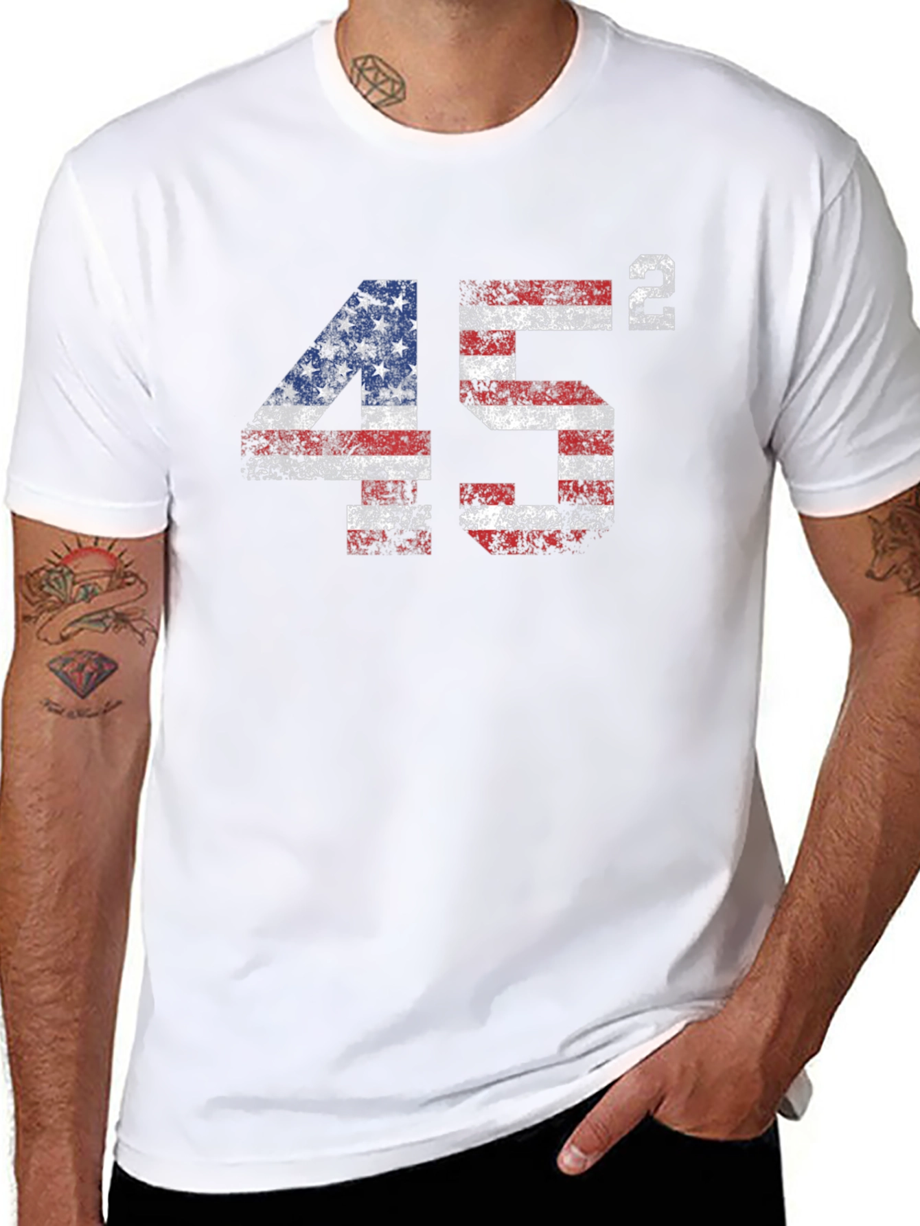 45 Squared USA Flag Graphic T-Shirt