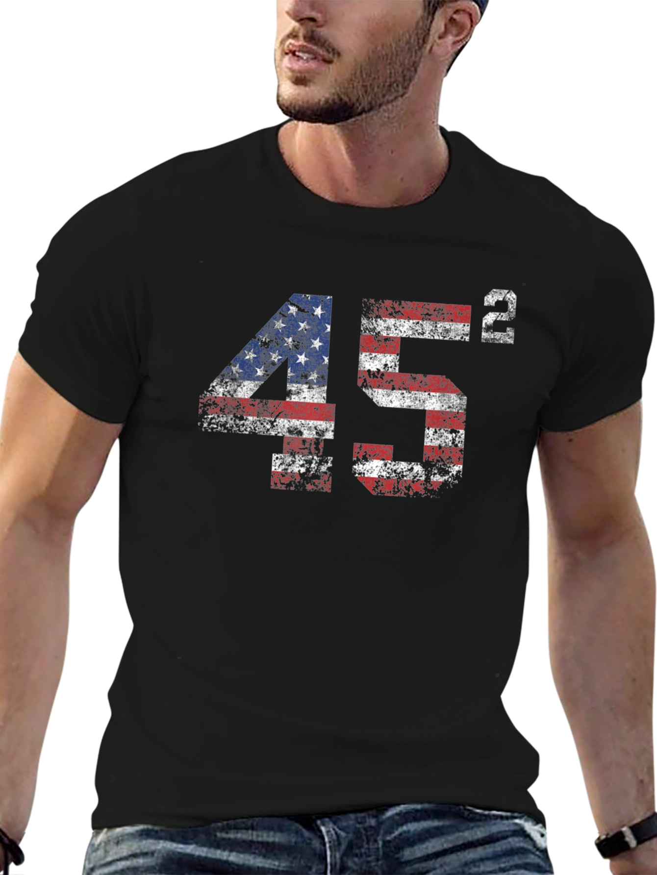 45 Squared USA Flag Graphic T-Shirt