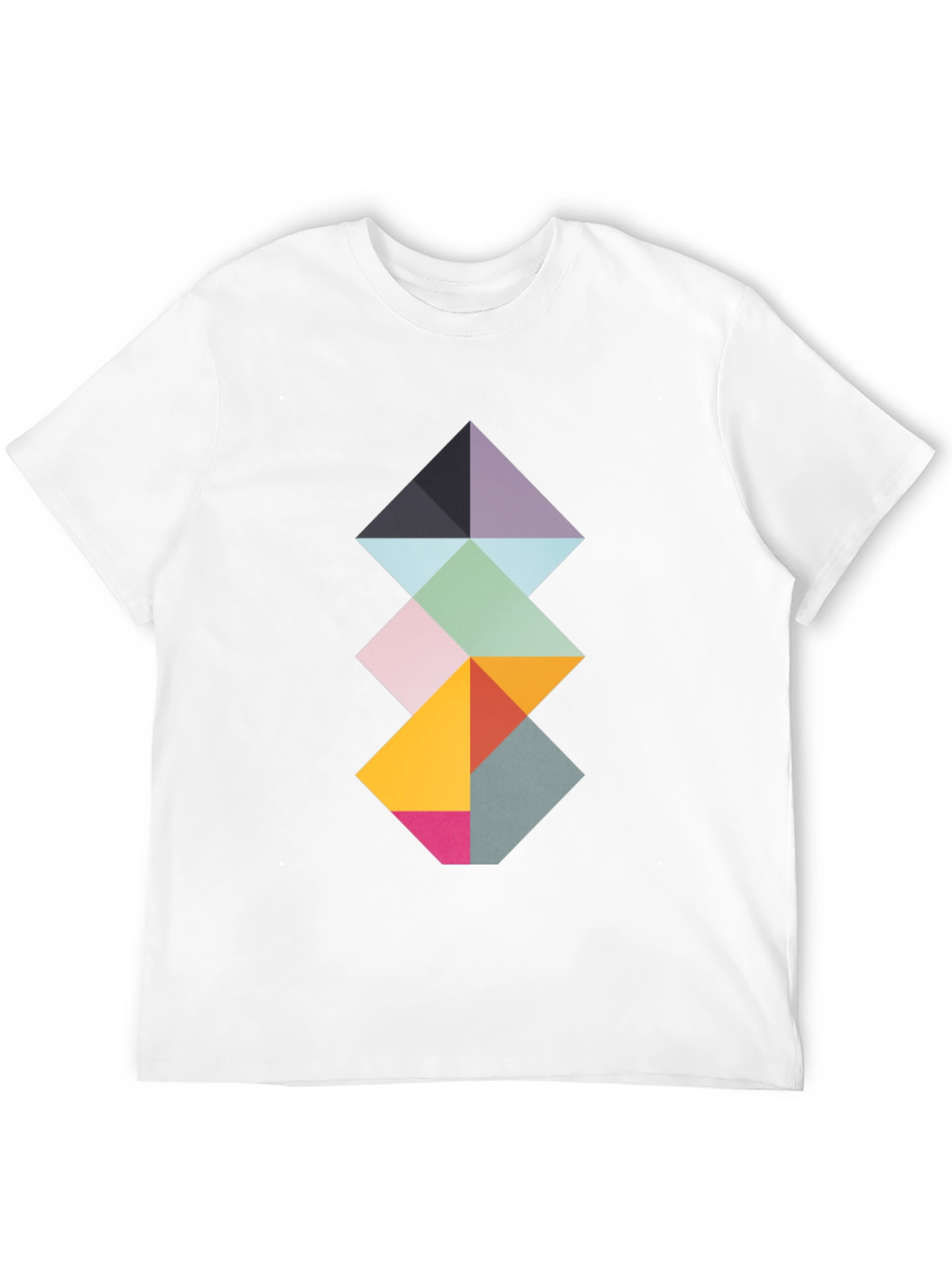 Geometric Diamond Stack Tee - Modern Art Shirt