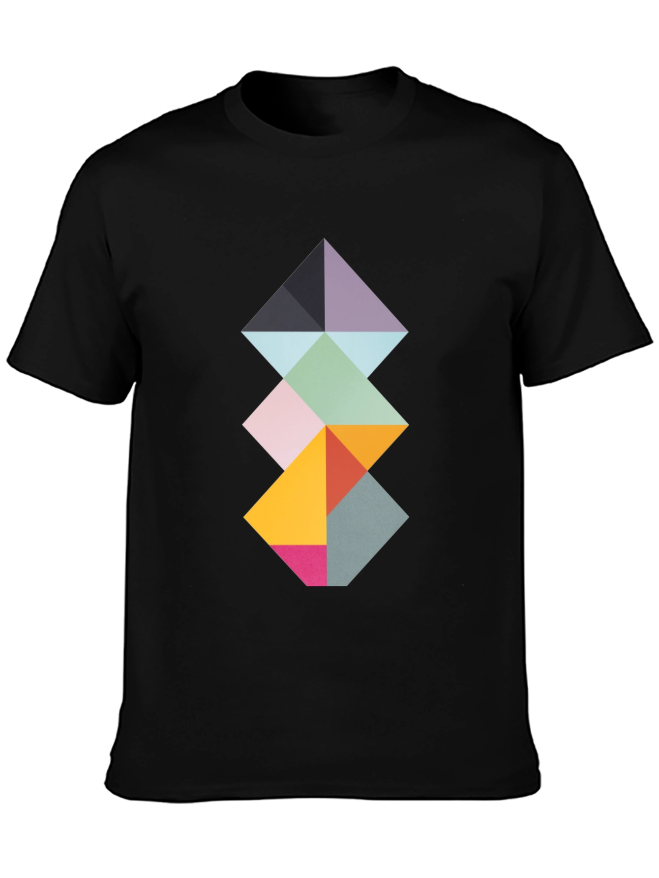 Geometric Diamond Stack Tee - Modern Art Shirt
