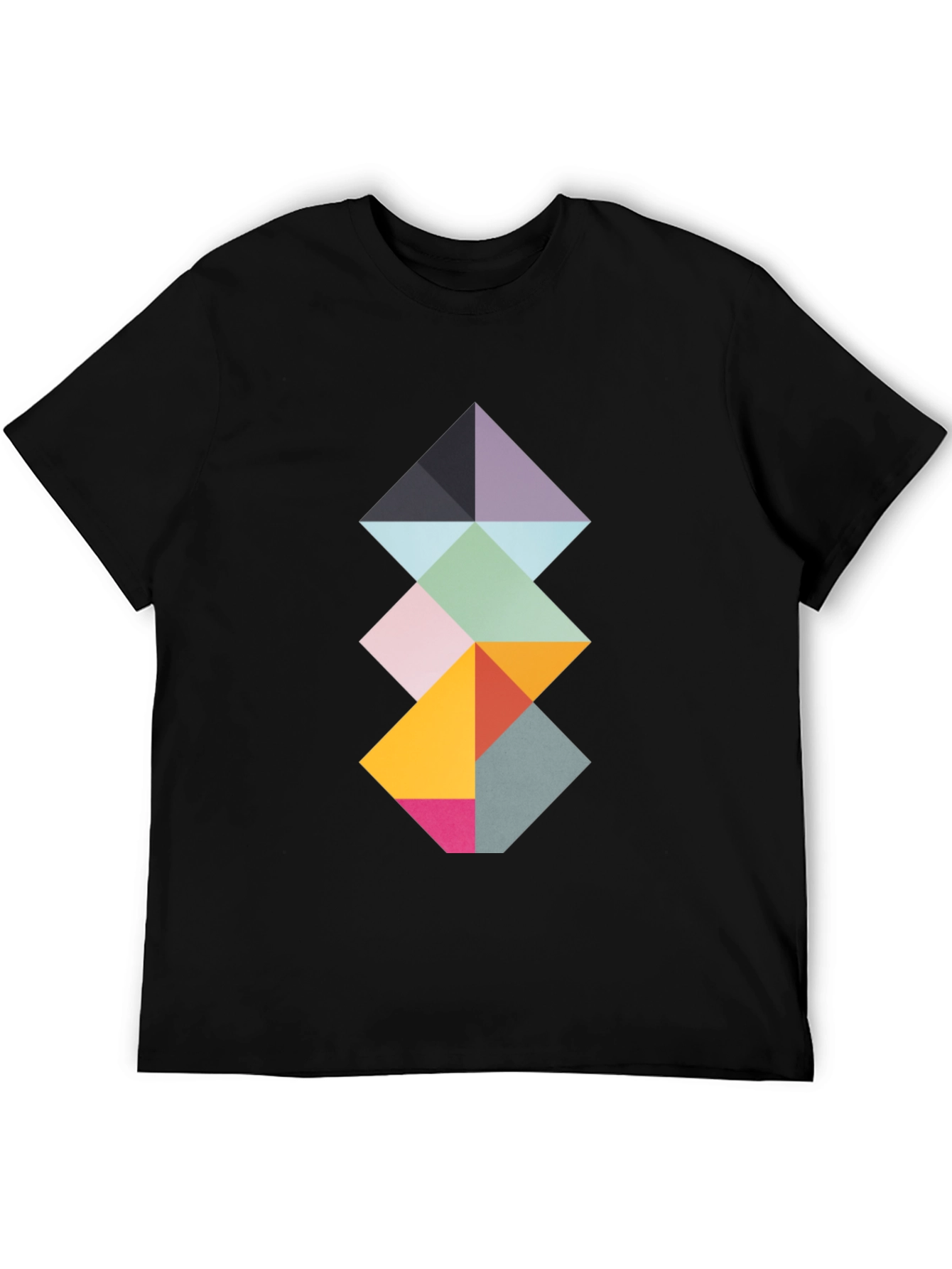 Geometric Diamond Stack Tee - Modern Art Shirt
