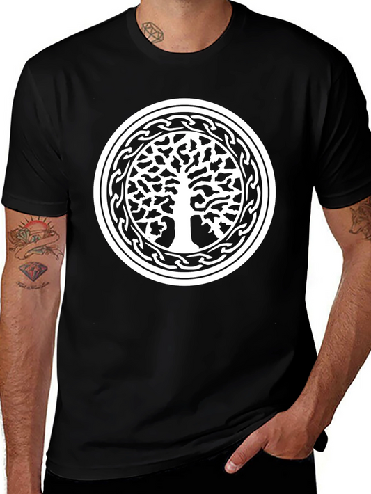 Celtic Tree of Life Graphic Tee - Black Cotton Blend