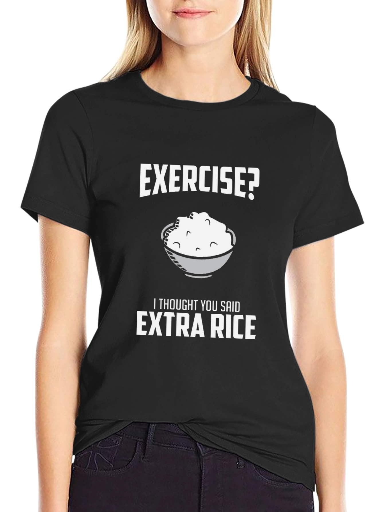 Exercise? Extra Rice Funny Graphic Tee