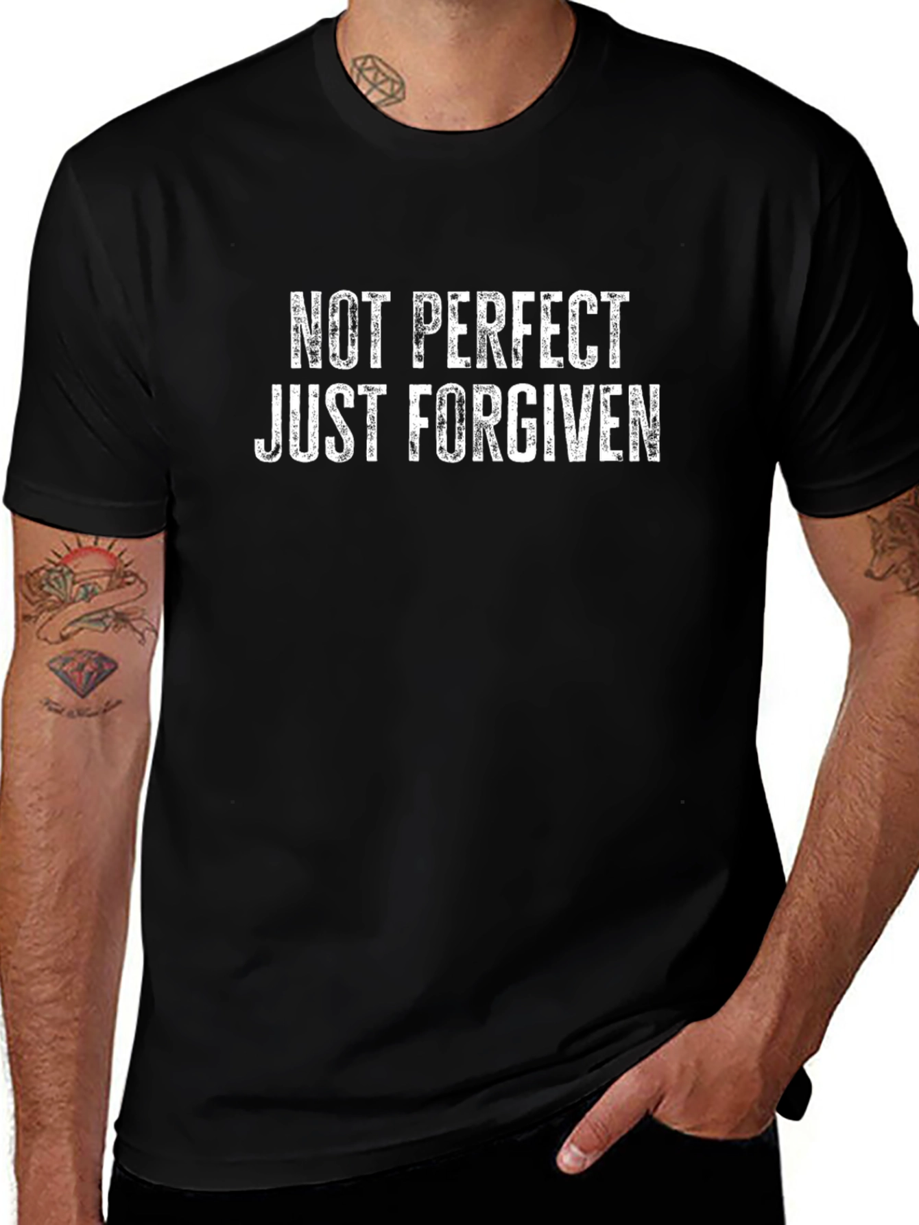 Not Perfect Just Forgiven Graphic Tee - Black