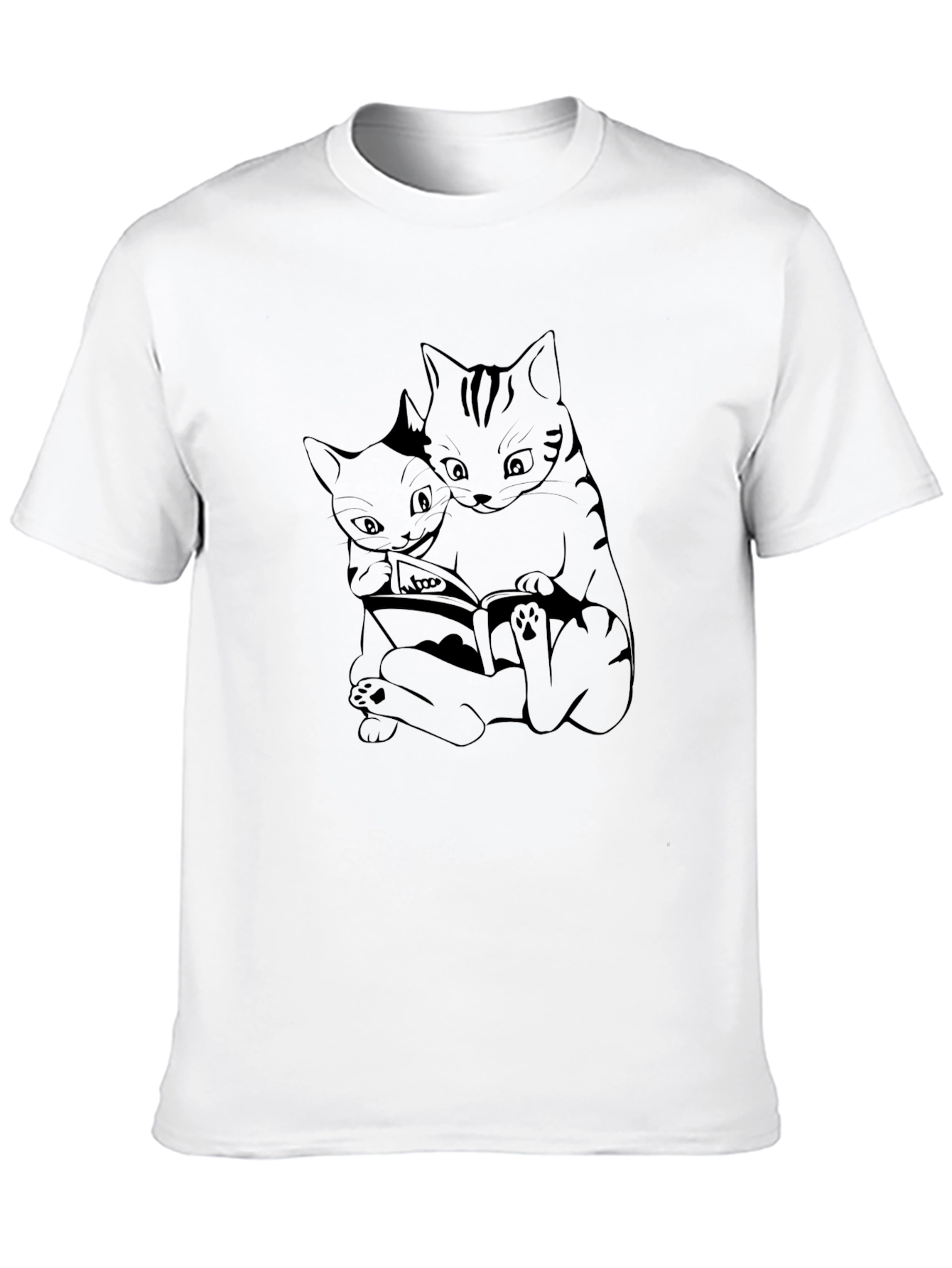 Cats Reading Book T-Shirt - Black