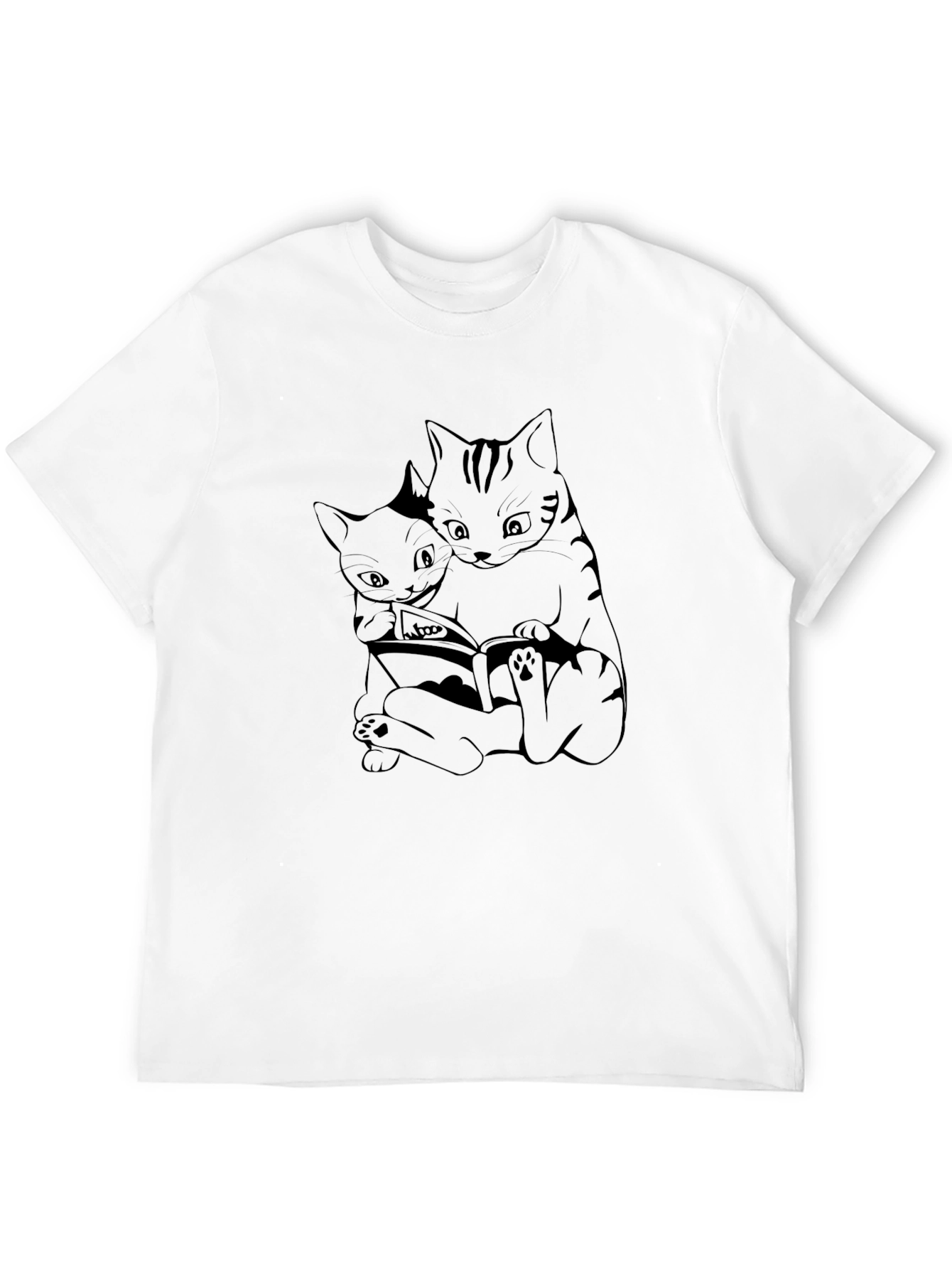 Cats Reading Book T-Shirt - Black