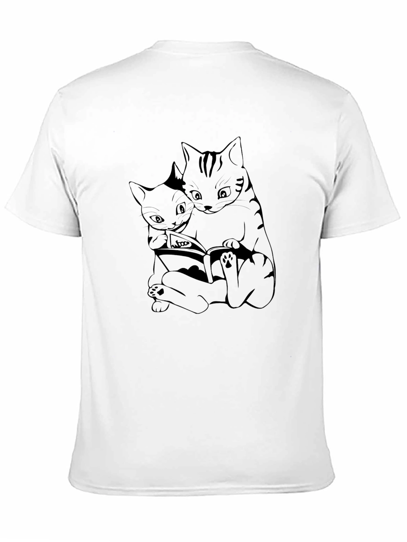 Cats Reading Book T-Shirt - Black