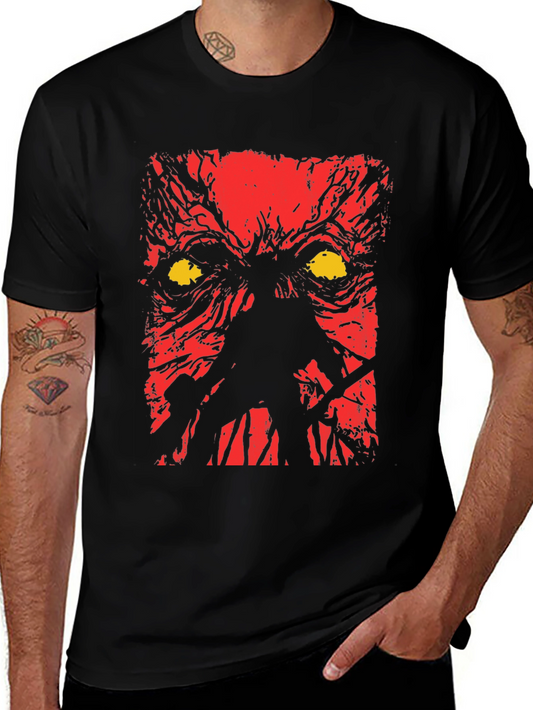 Horror Graphic Tee - Red Devil Eyes Black T-Shirt