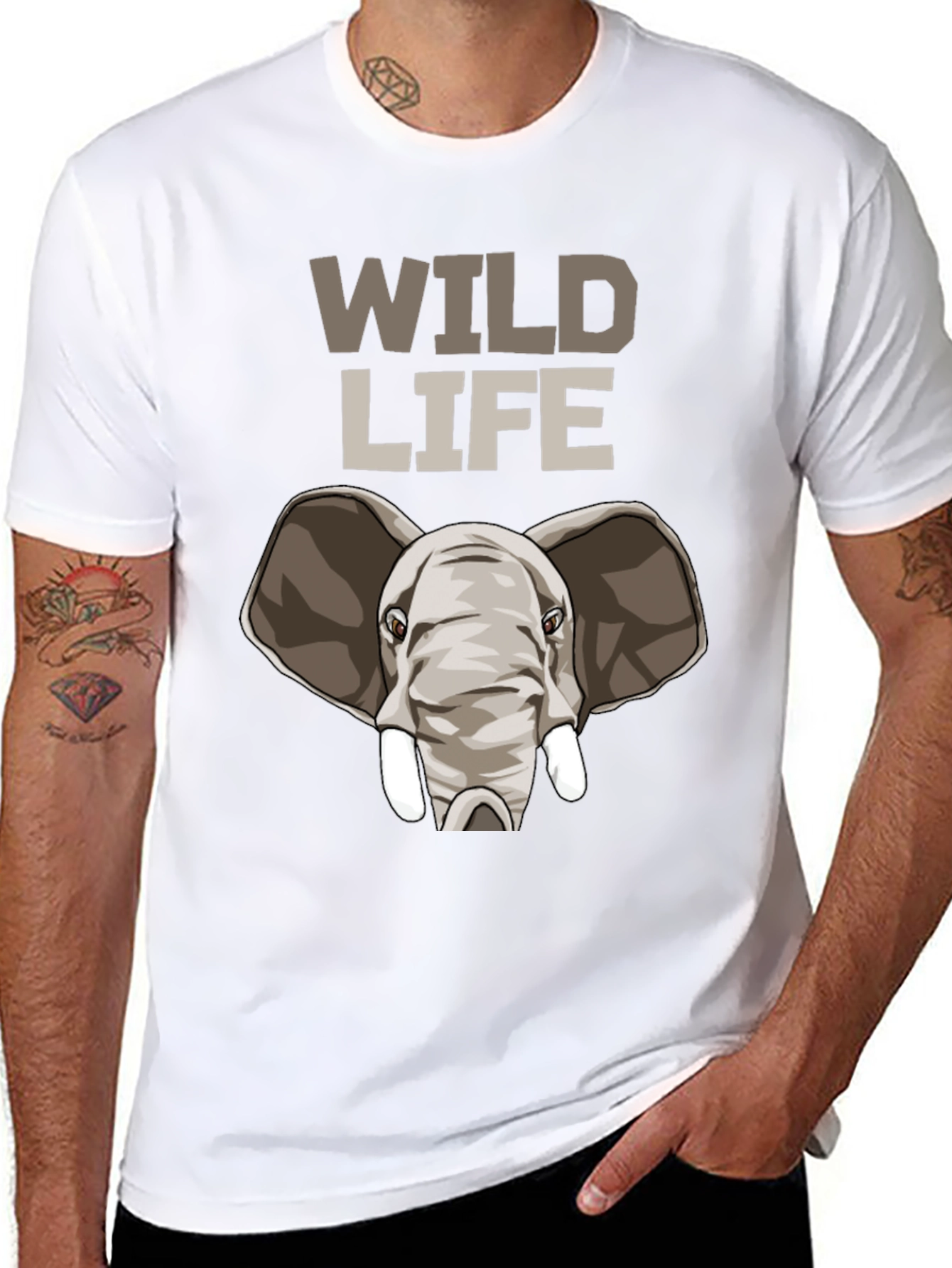 Wildlife Elephant Graphic Tee - Black