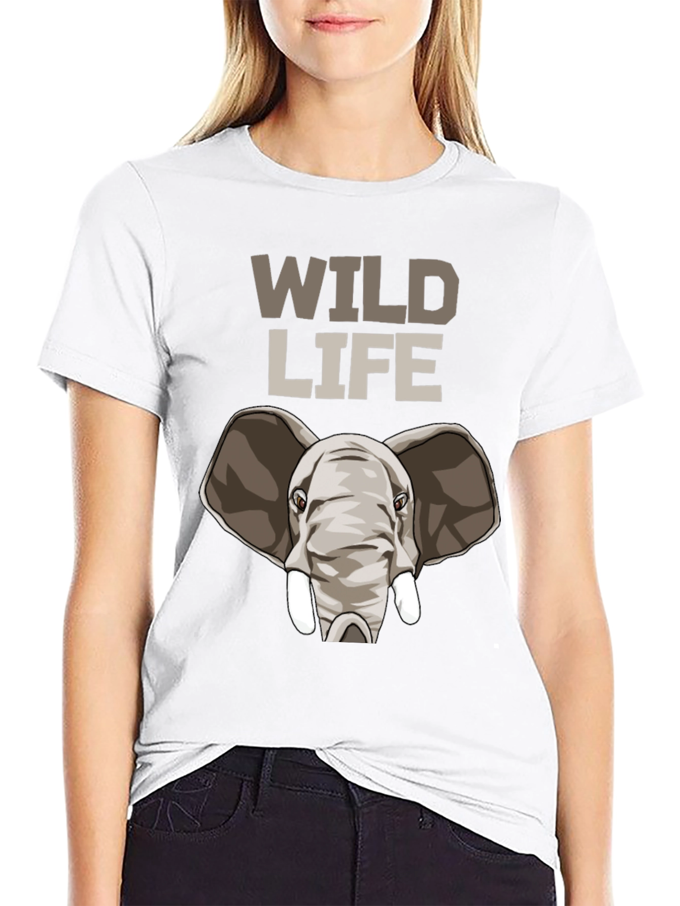 Wildlife Elephant Graphic Tee - Black