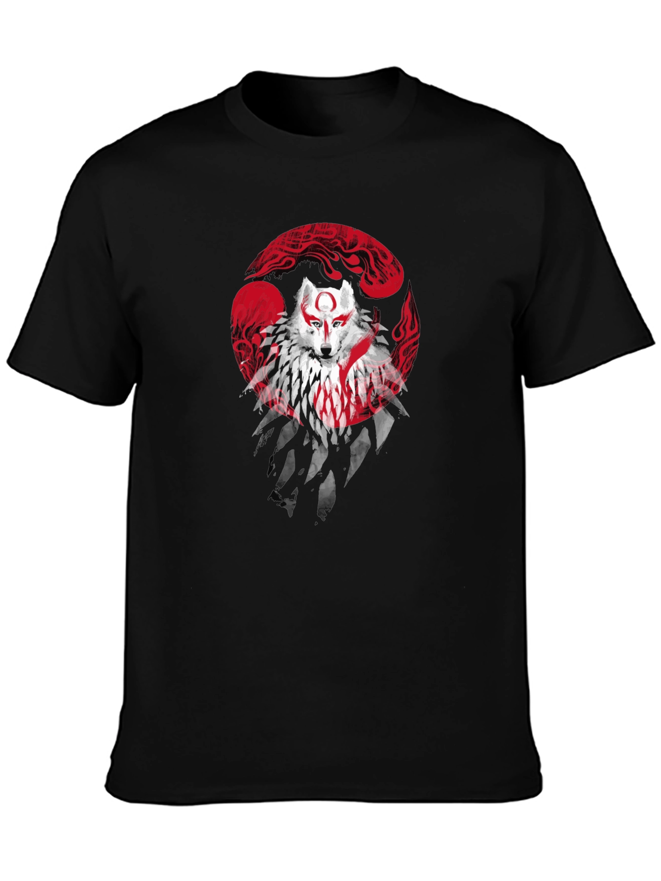 Wolf Spirit Graphic Tee - Black Cotton Blend