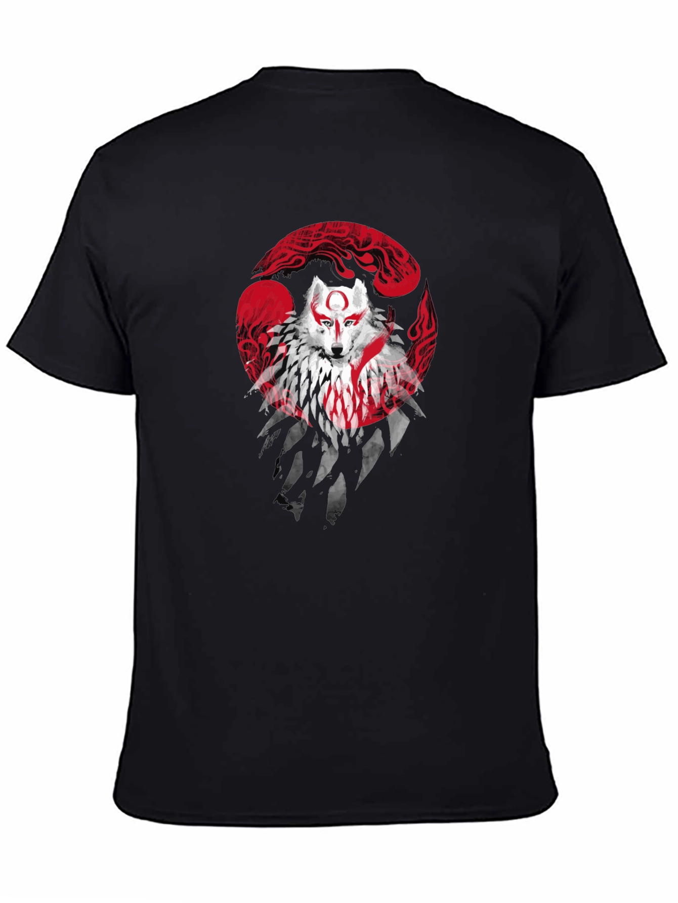 Wolf Spirit Graphic Tee - Black Cotton Blend