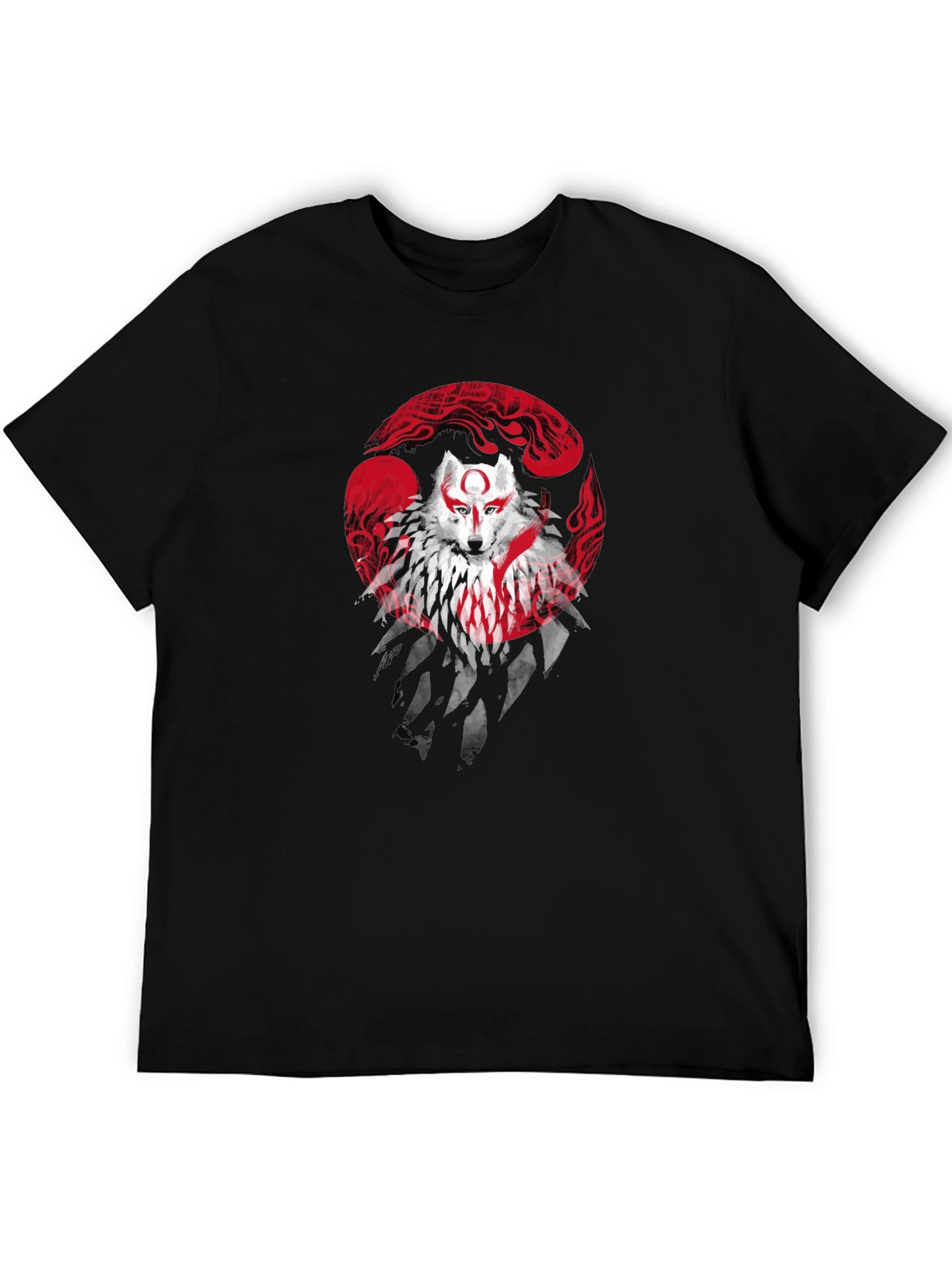 Wolf Spirit Graphic Tee - Black Cotton Blend