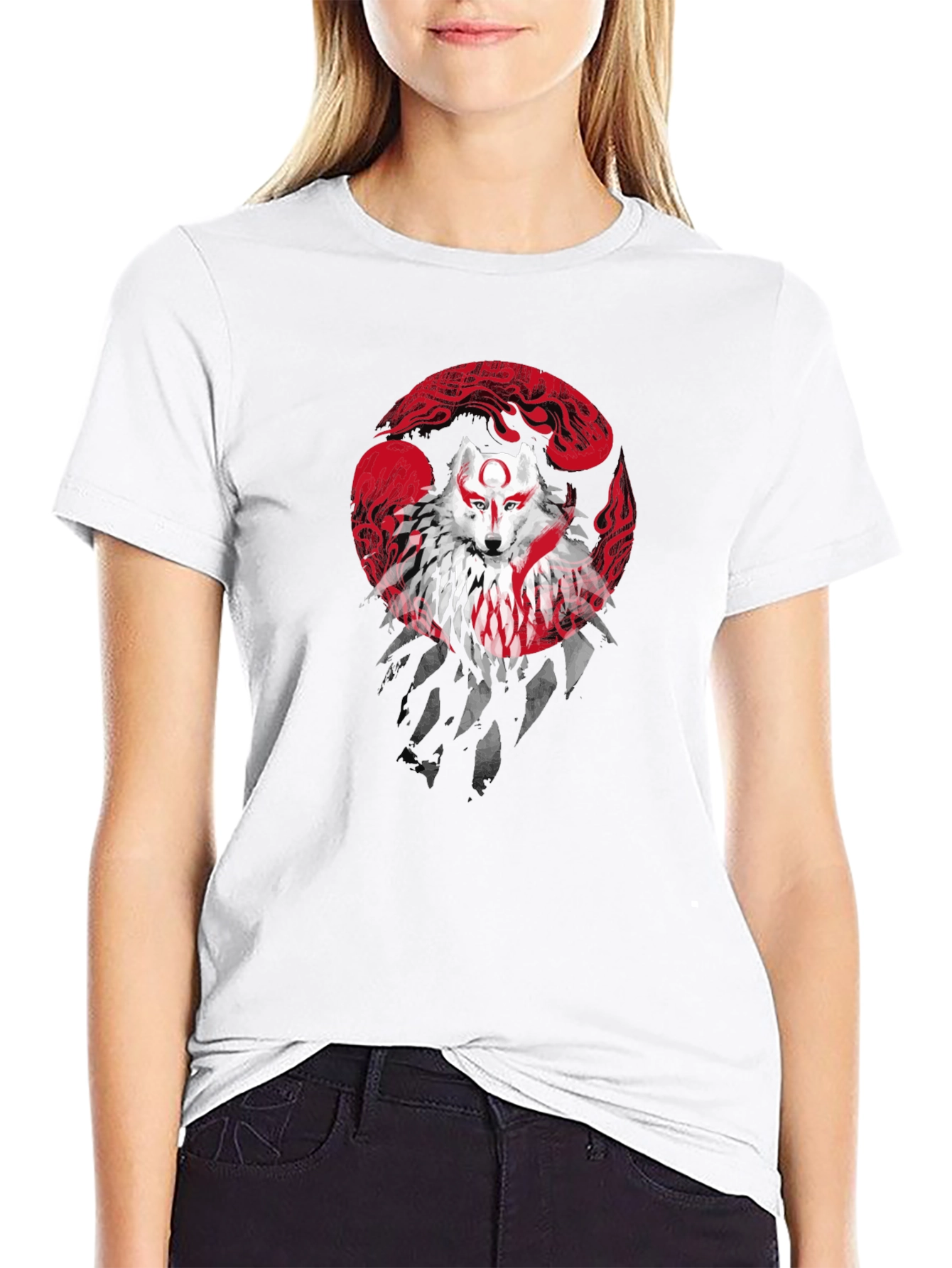 Wolf Spirit Graphic Tee - Black Cotton Blend
