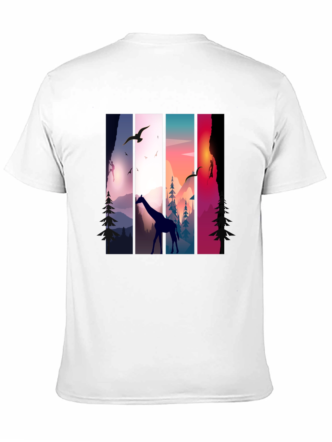 Giraffe Sunset Nature Graphic Tee - Unisex Black T-Shirt