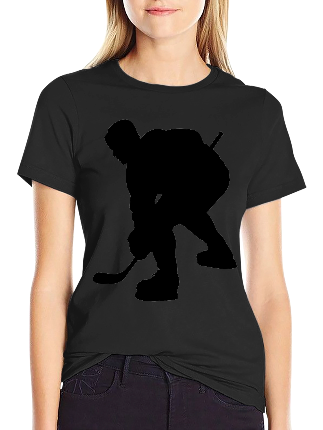 Hockey Player Graphic Black T-Shirt