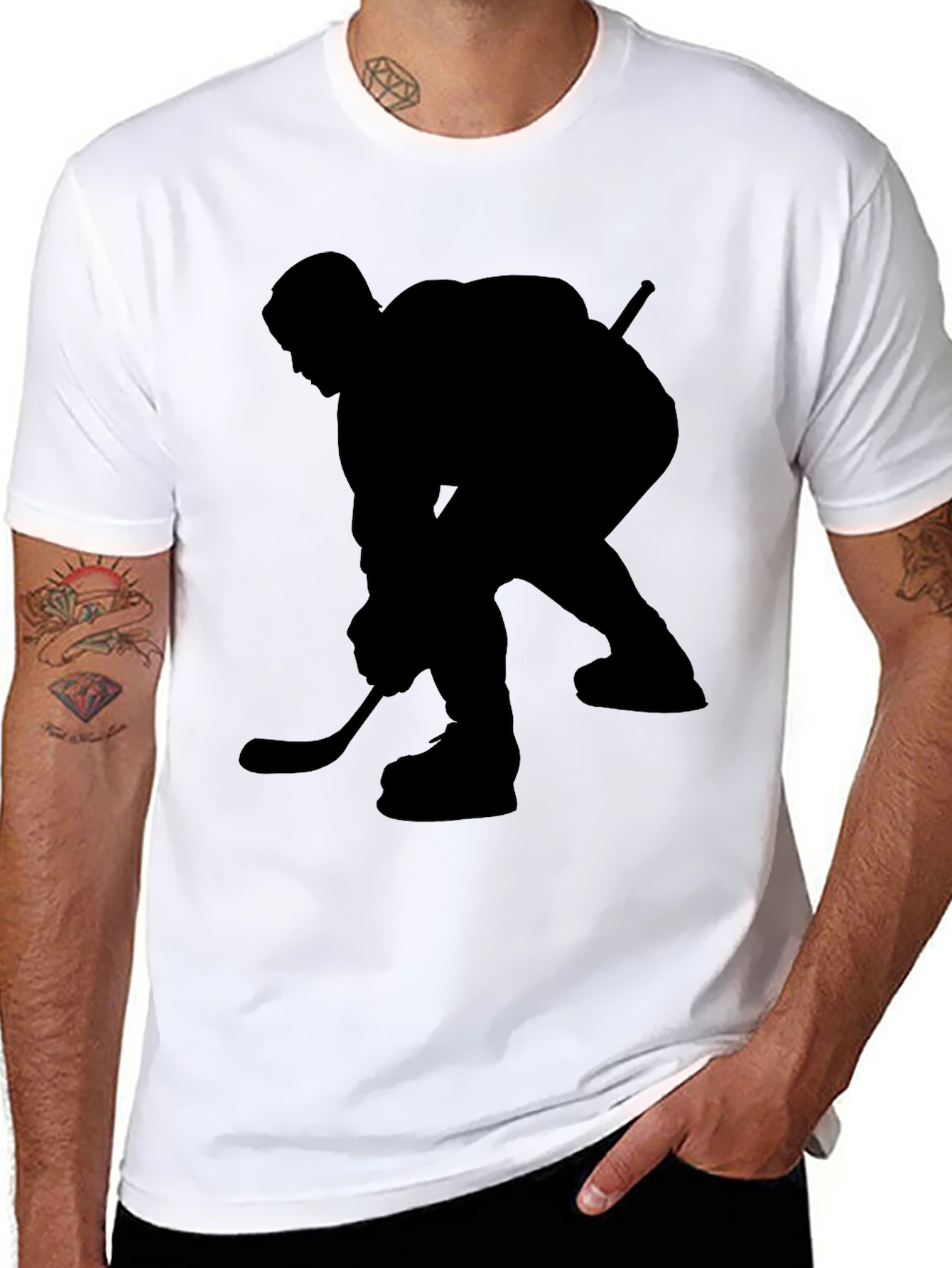 Hockey Player Graphic Black T-Shirt