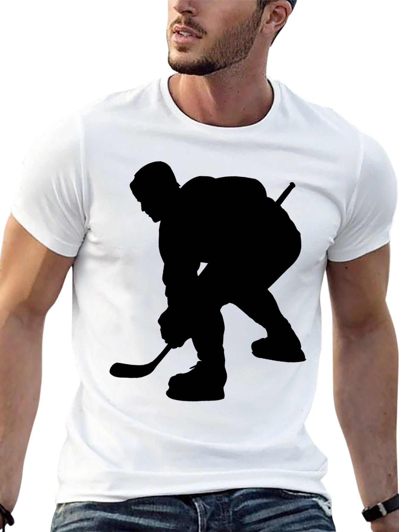 Hockey Player Graphic Black T-Shirt