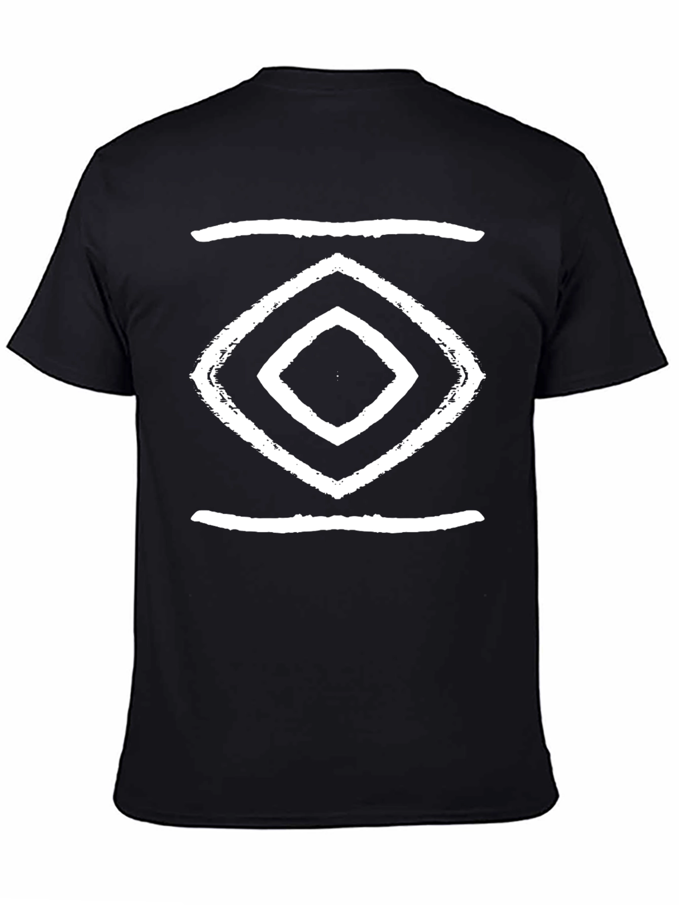 Geometric Diamond Design Black T-Shirt