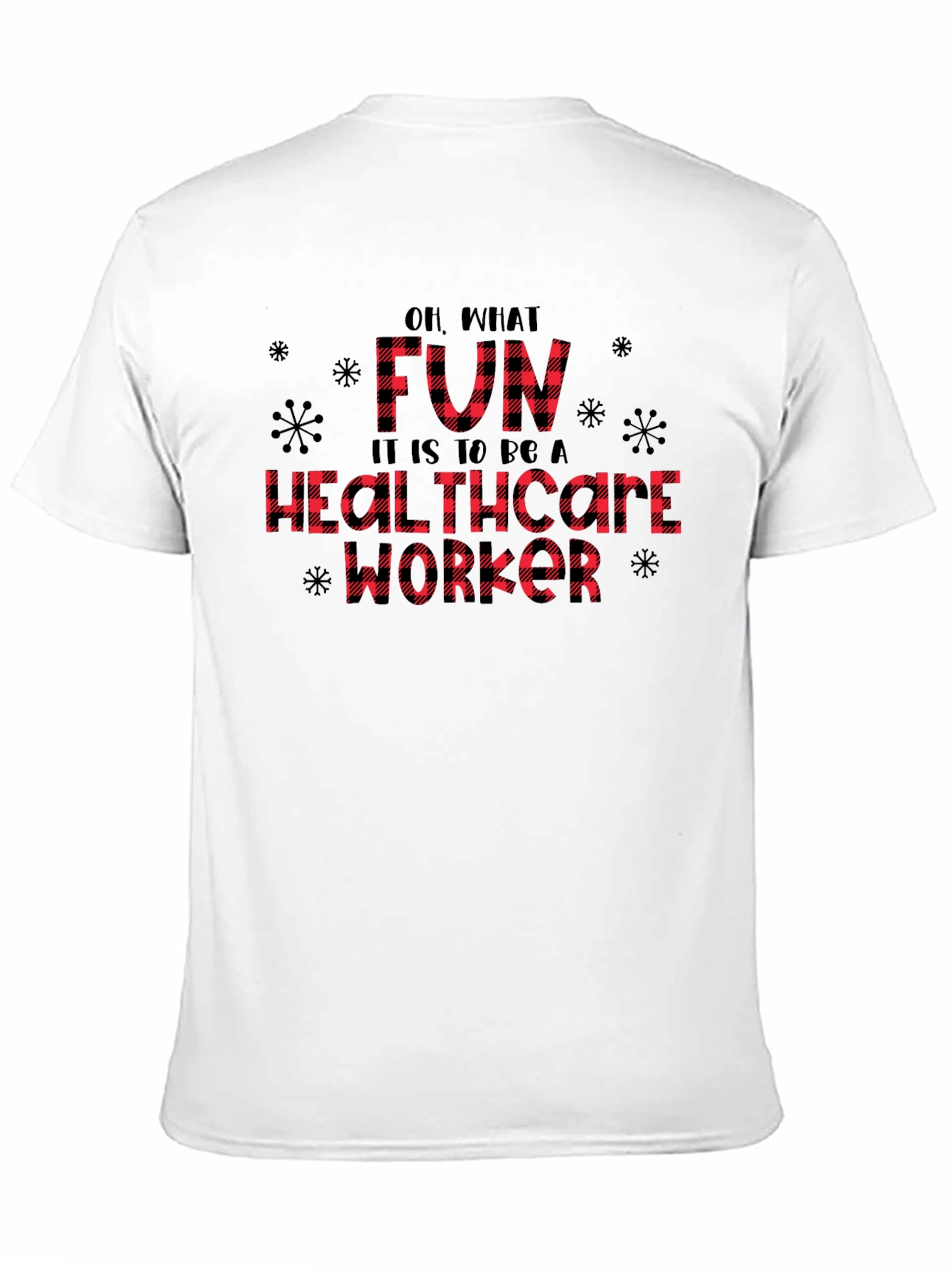 Funny Healthcare Worker Plaid Christmas T-Shirt