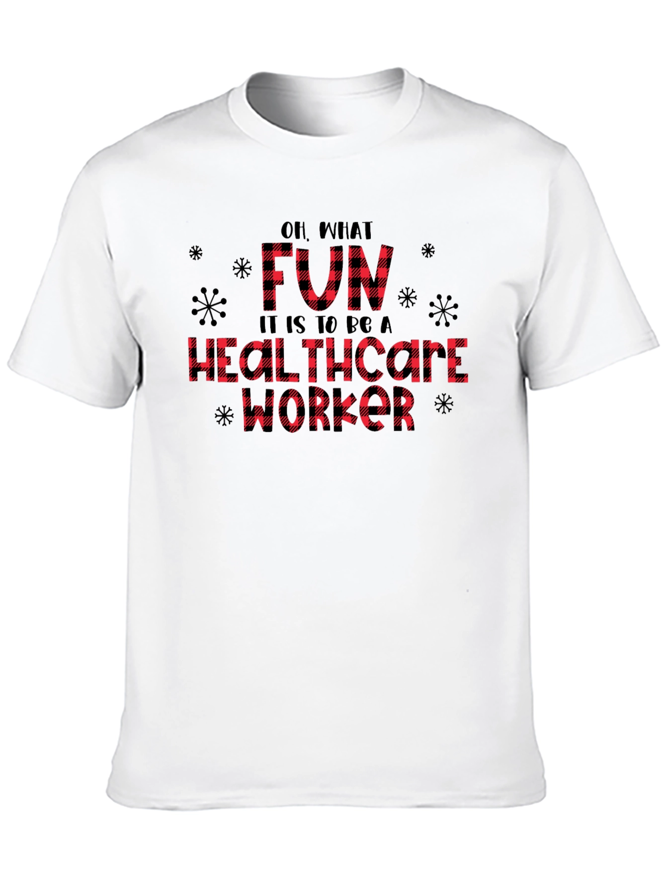 Funny Healthcare Worker Plaid Christmas T-Shirt
