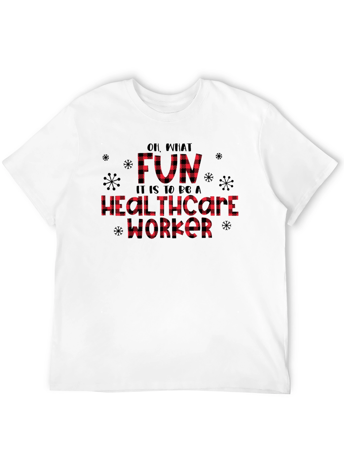 Funny Healthcare Worker Plaid Christmas T-Shirt