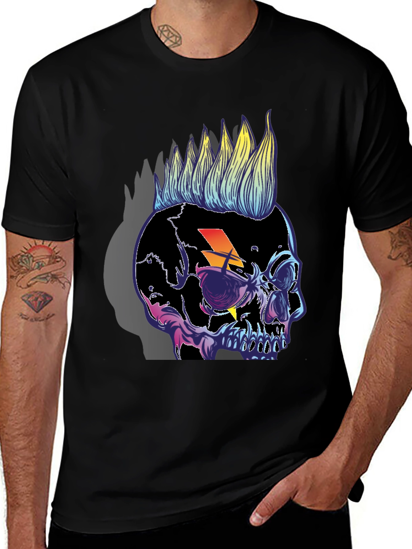 Skull Punk T-Shirt Lightning Bolt