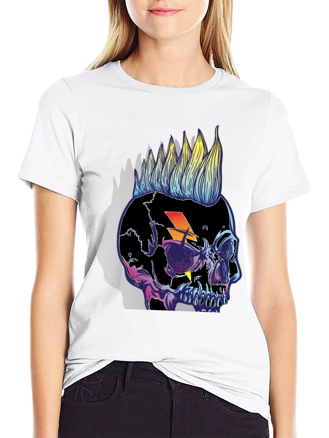 Skull Punk T-Shirt Lightning Bolt