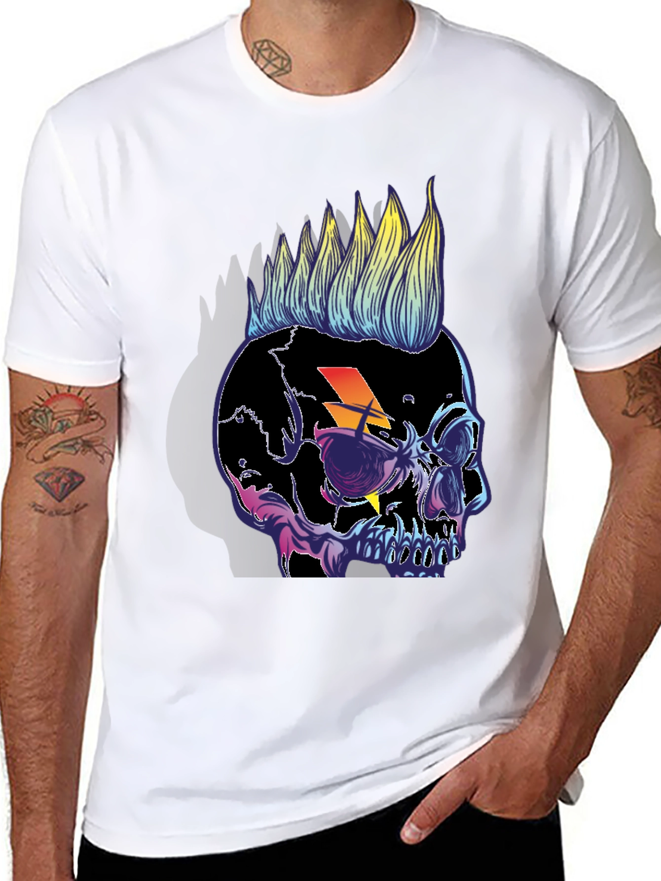 Skull Punk T-Shirt Lightning Bolt