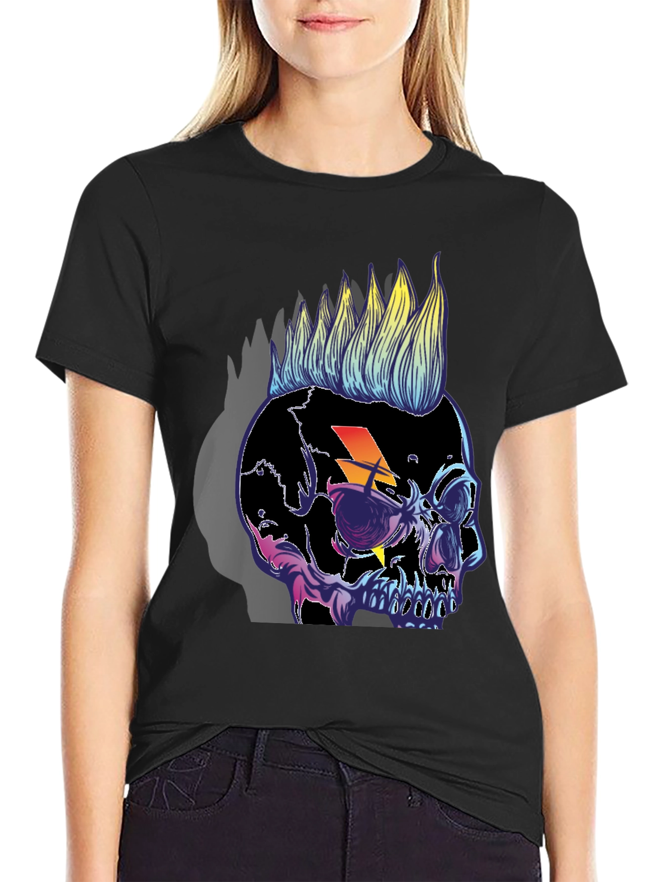 Skull Punk T-Shirt Lightning Bolt