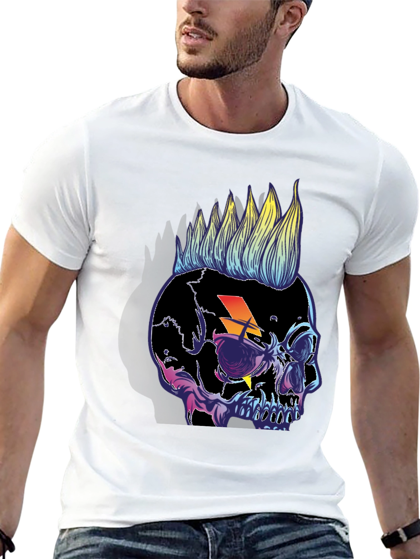 Skull Punk T-Shirt Lightning Bolt