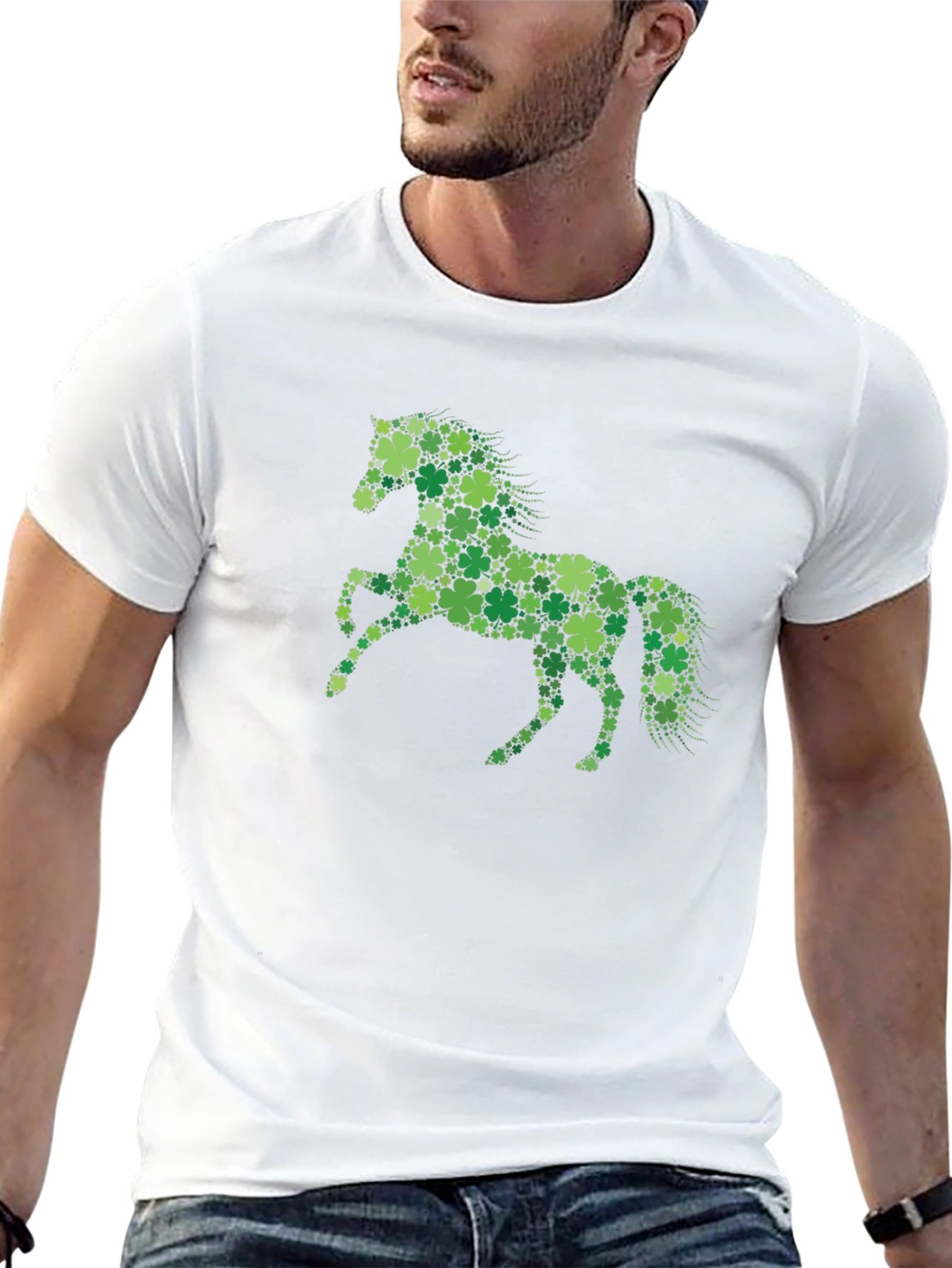Lucky Clover Horse Graphic Tee - Black