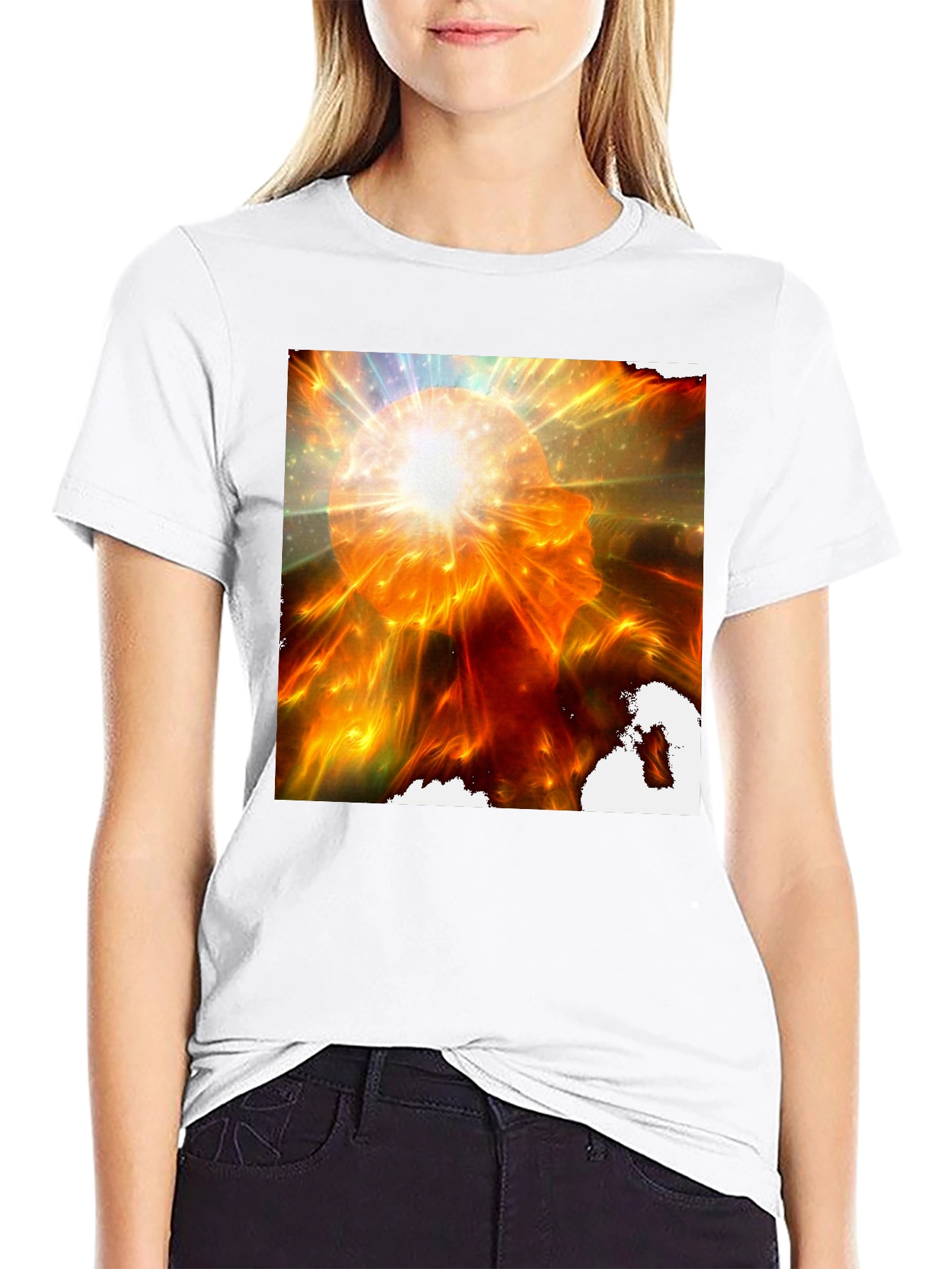Abstract Mindscape Graphic Tee - Black Cotton Shirt