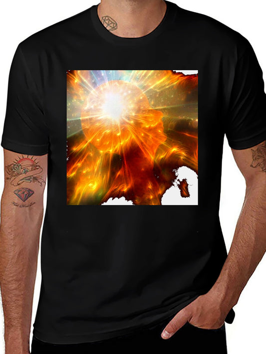 Abstract Mindscape Graphic Tee - Black Cotton Shirt