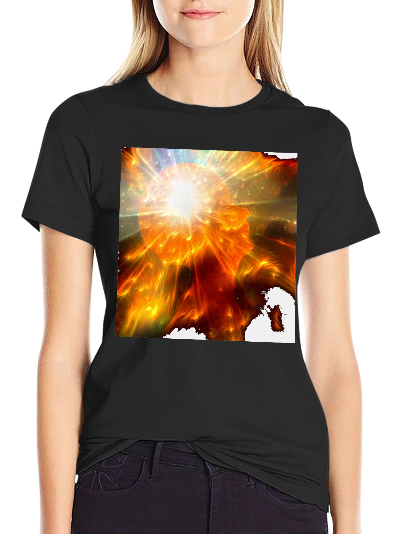 Abstract Mindscape Graphic Tee - Black Cotton Shirt