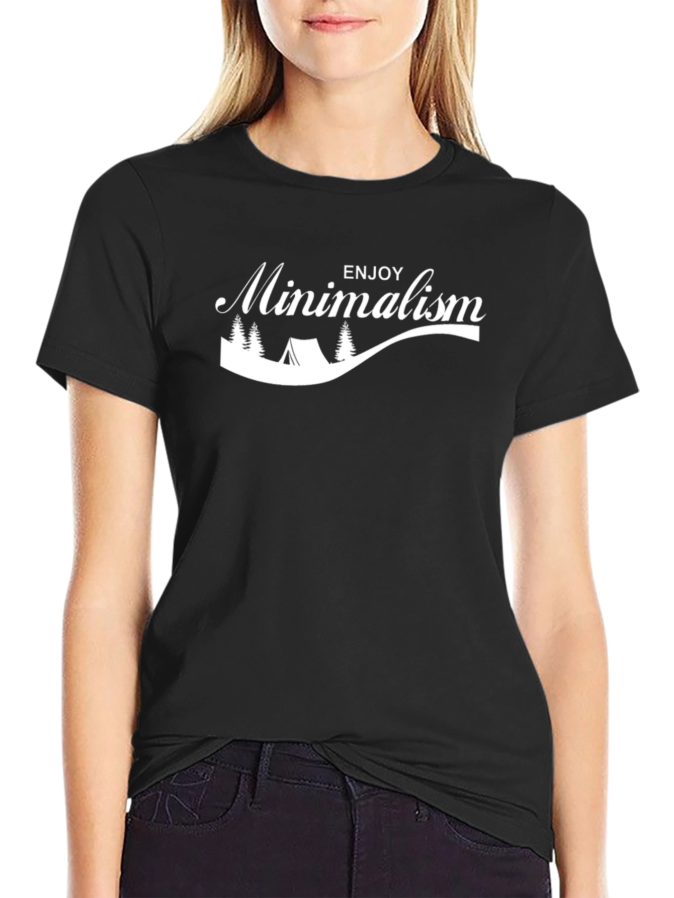 Enjoy Minimalism Graphic Tee - Black Casual Shirt