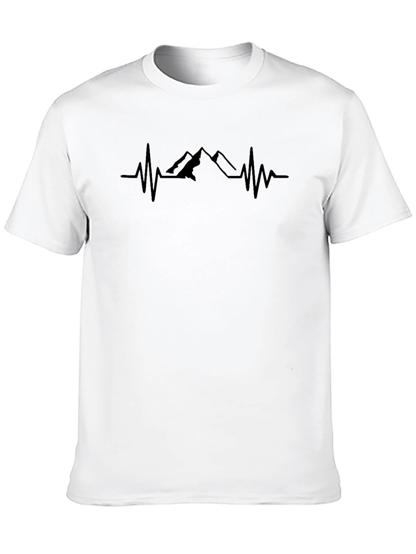 Mountain Heartbeat Graphic Tee - Black Cotton T-Shirt