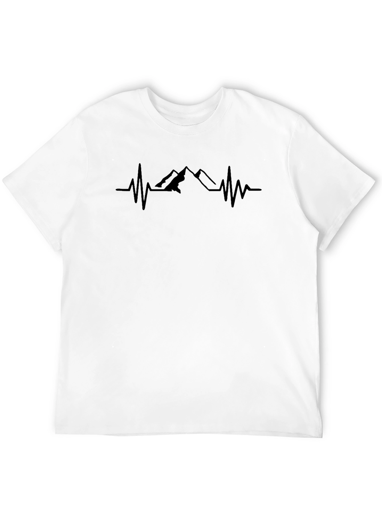 Mountain Heartbeat Graphic Tee - Black Cotton T-Shirt