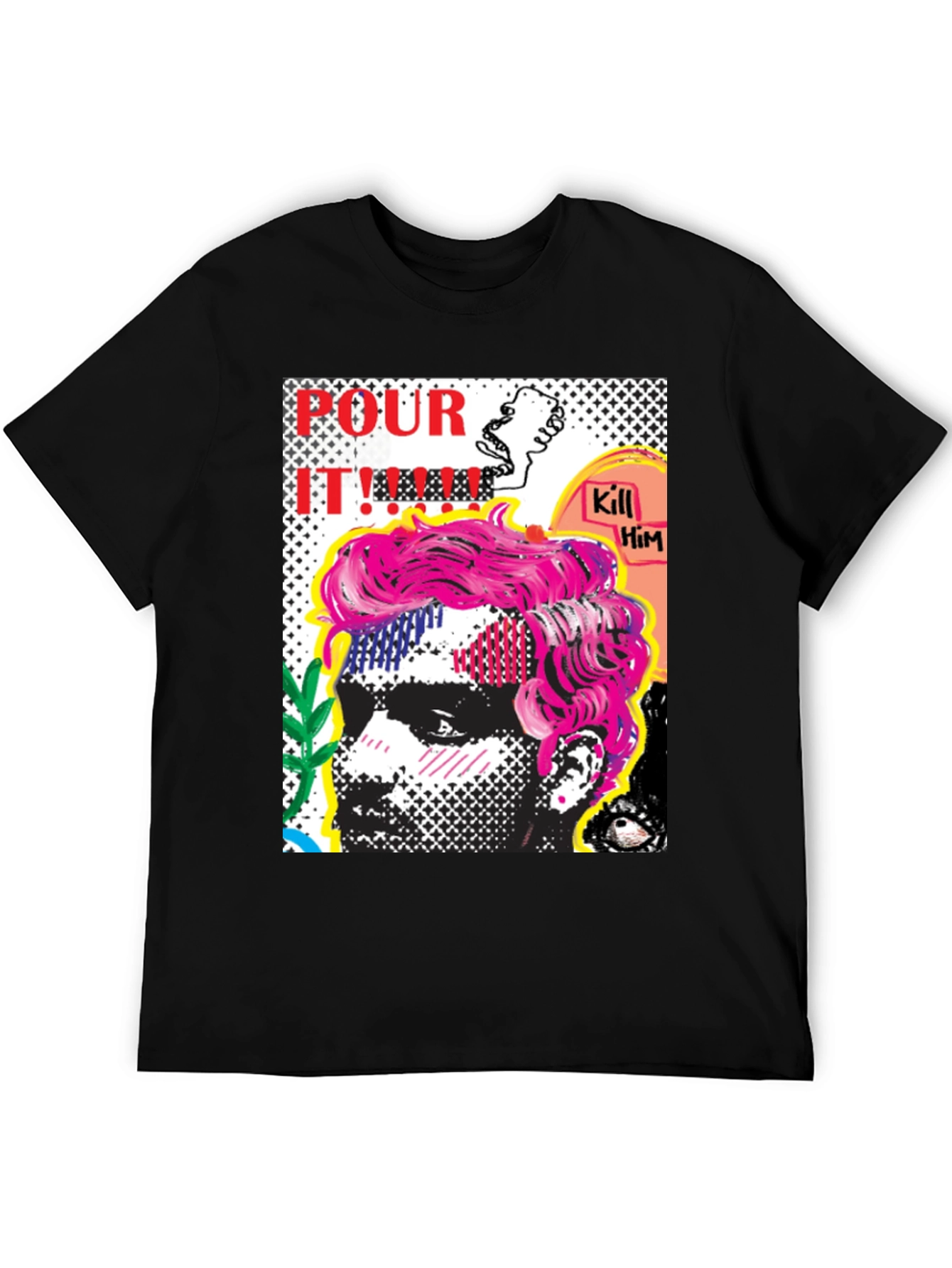 Edgy Pop Art Graphic Print Mens T-Shirt