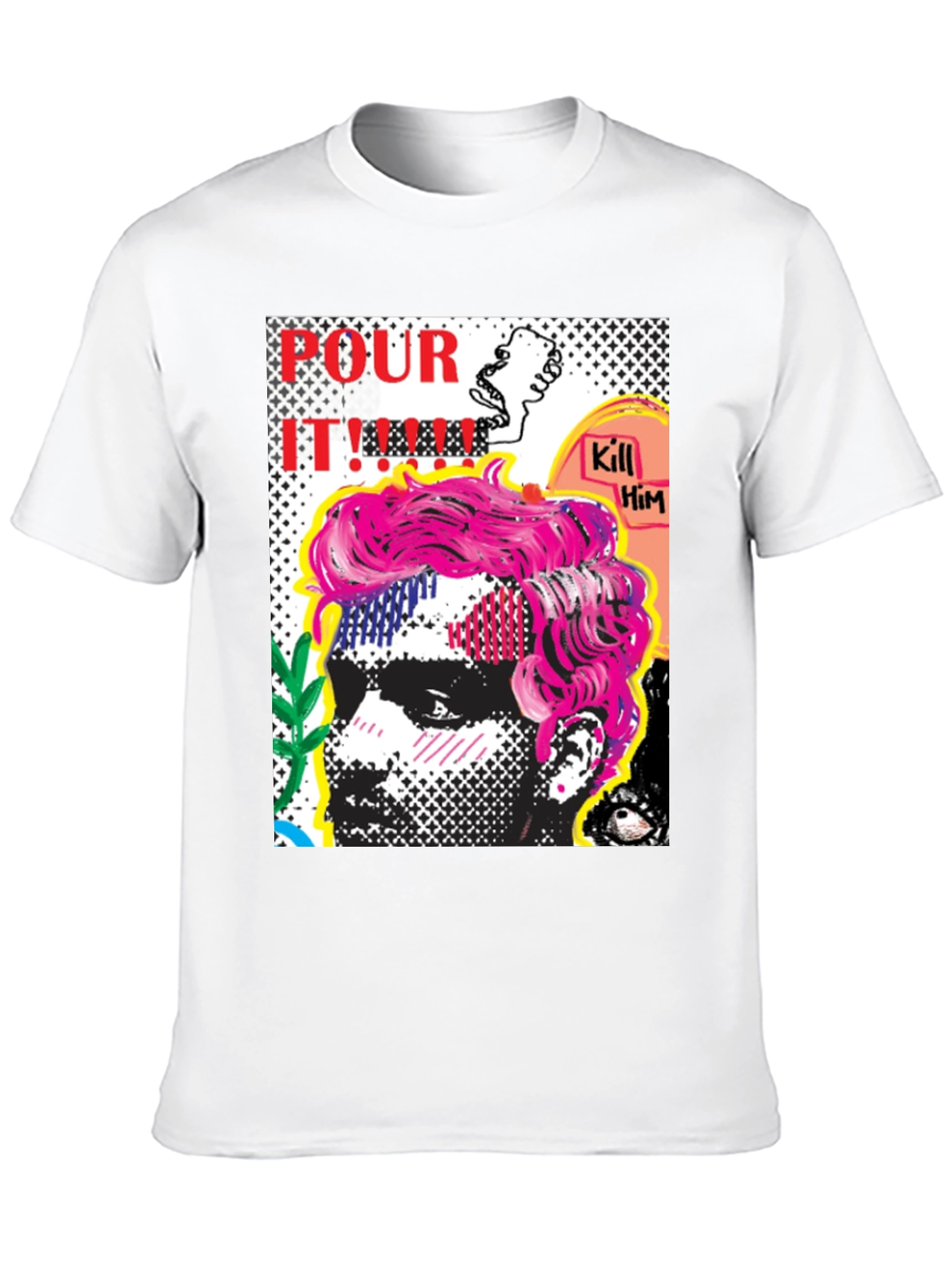 Edgy Pop Art Graphic Print Mens T-Shirt