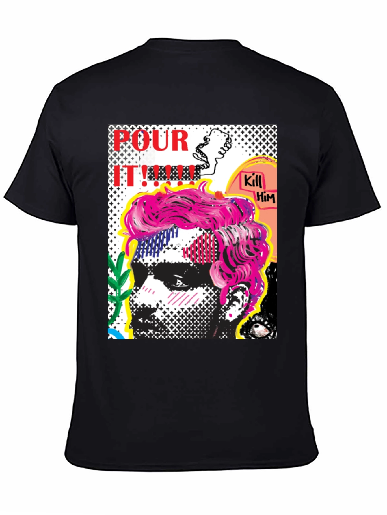 Edgy Pop Art Graphic Print Mens T-Shirt