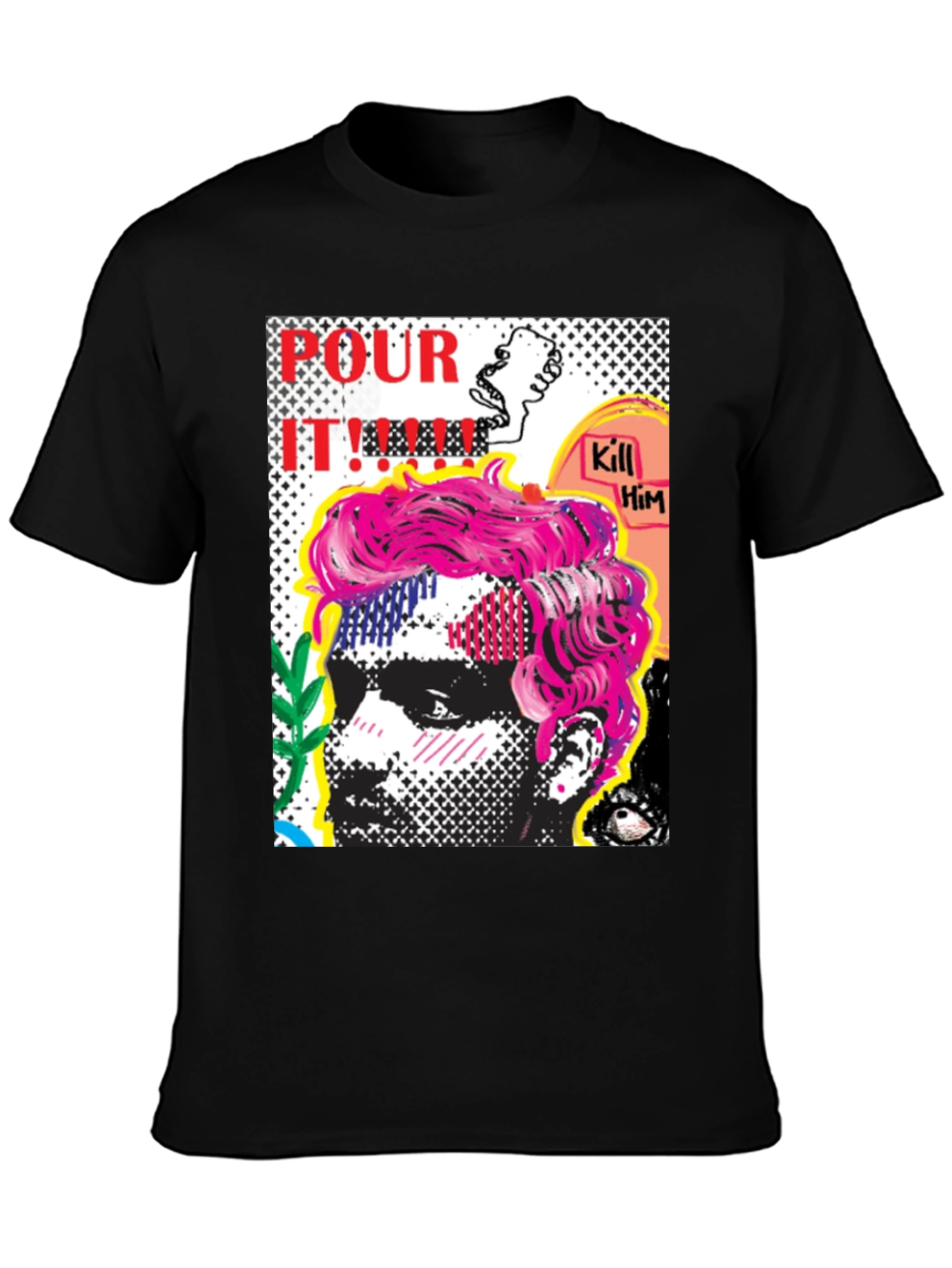 Edgy Pop Art Graphic Print Mens T-Shirt