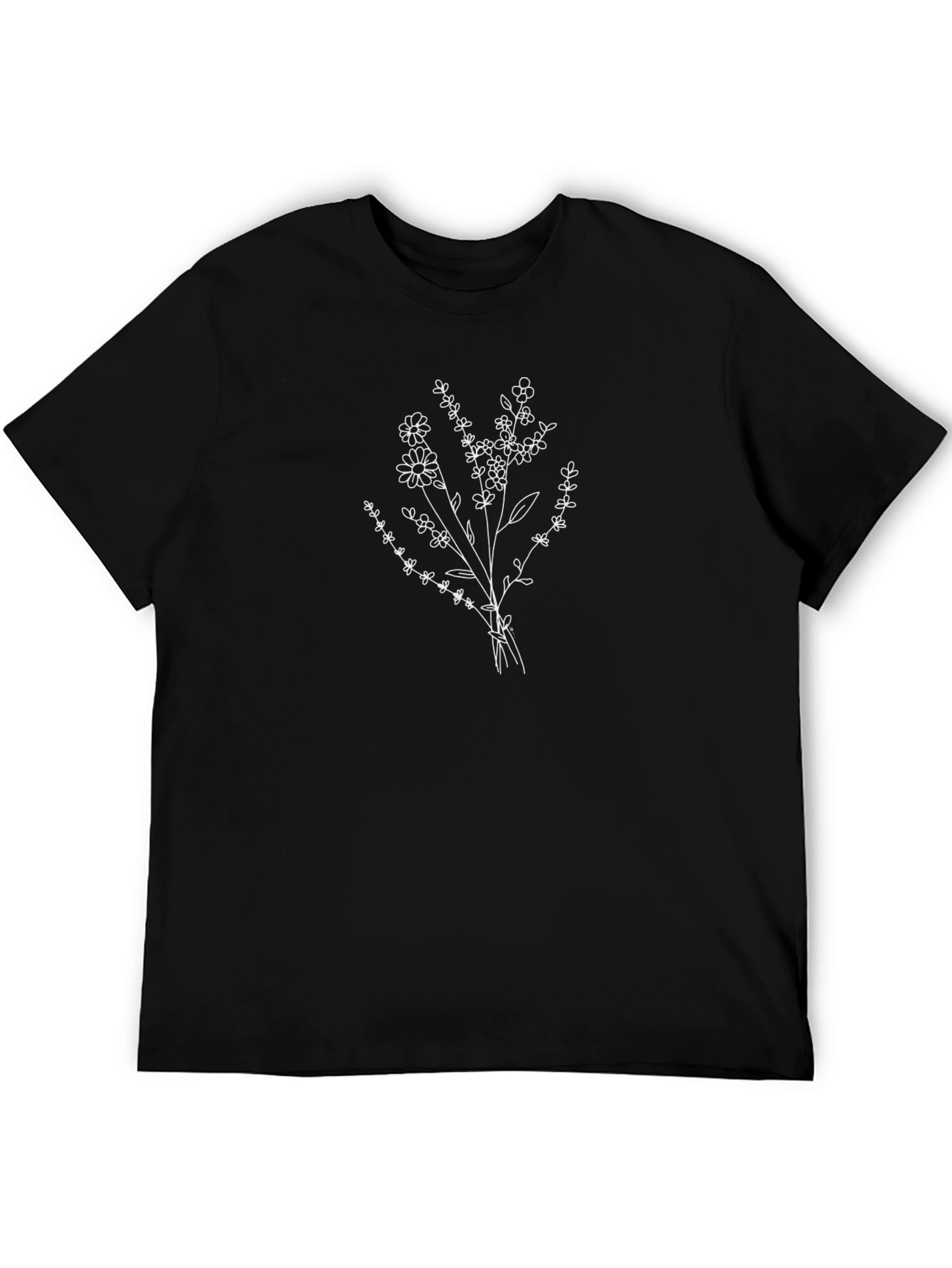 Floral Bouquet Graphic Black T-Shirt